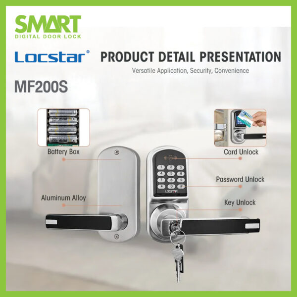 Smart Digital Lock รุ่น MF200S กลอนดิจิตอล เปลี่ยนแทนลูกบิด รหัส การ์ด - Image 6
