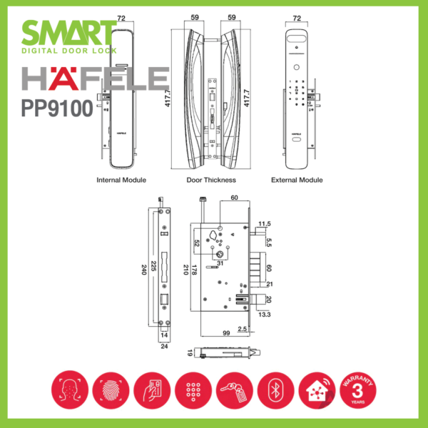Smart Digital Lock HAFELE รุ่น PP9100 - Image 5