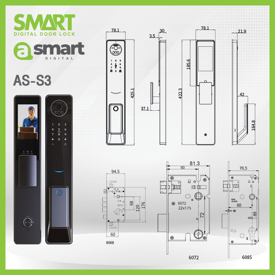 Smart Digital Lock A Smart รุ่น AS-S3 - Image 4